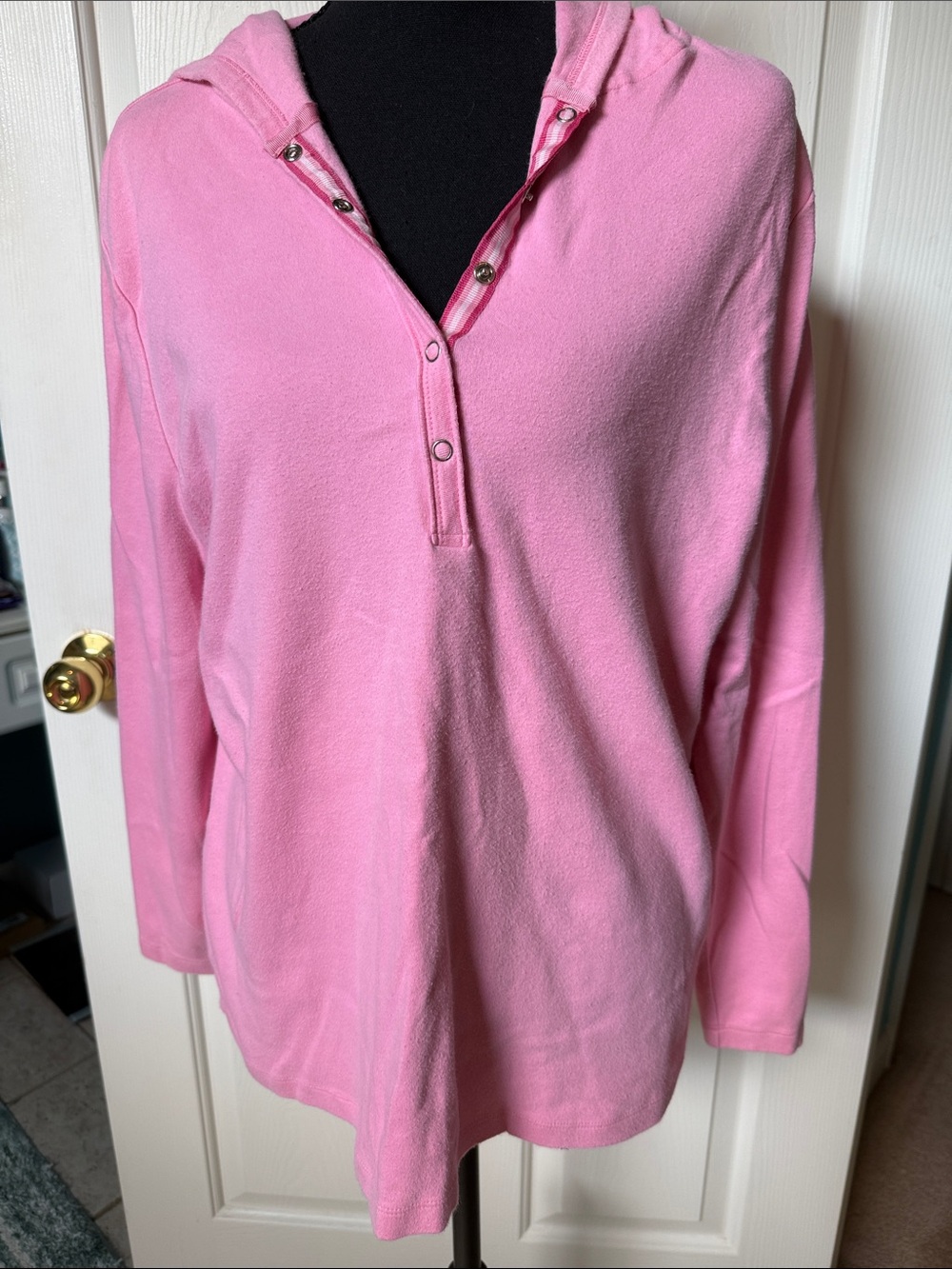 Venezia Pink Hooded Pullover Snap-Front Top